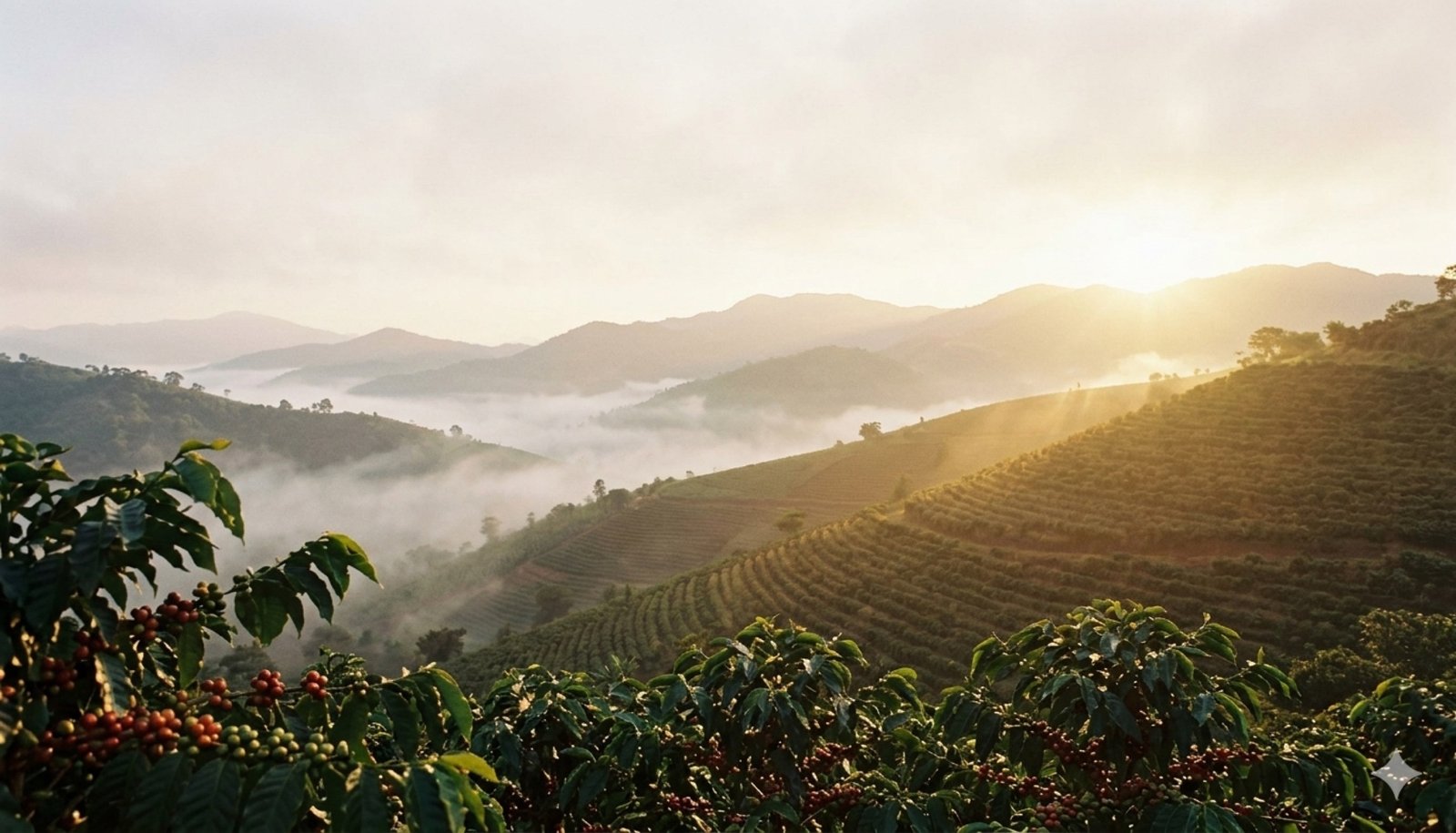 Mist drifting across the highlands of the Volta Region at first light.